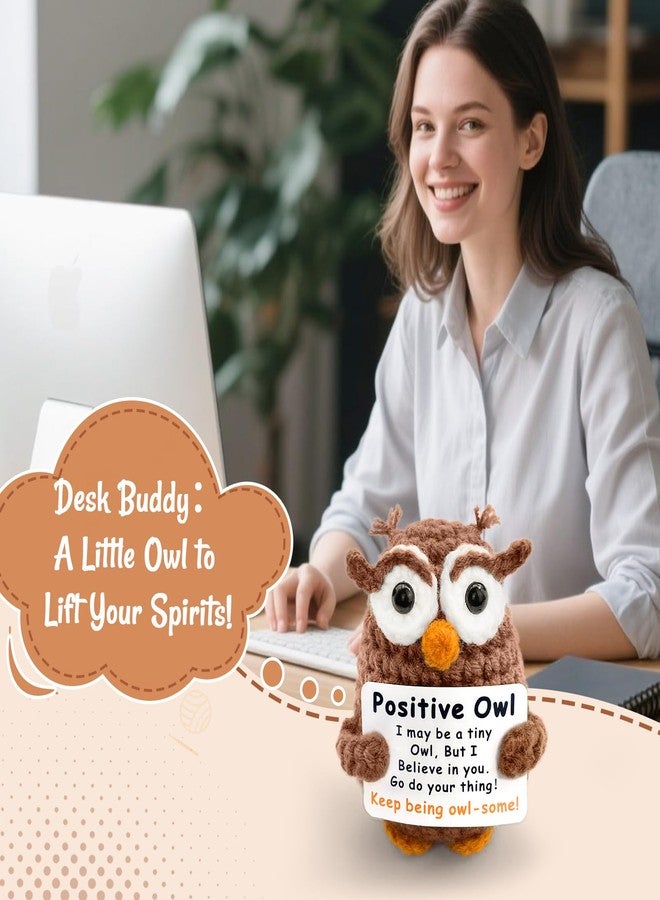 SGIBYN Positive Crochet Animals,Emotional Support Crochet Stuffed Plush Owl Gifts for Women Men Teens,Inspirational Gifts for Coworker Colleague Teacher Friend,Handmade Cute Mini Owl for Office Desk Decor - Image 4
